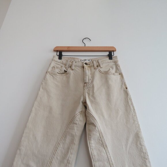 FREE PEOPLE WE THE FREE Risk Taker Mid Rise Jeans in Ecru Neutral Boho - Size 26 - Picture 8 of 14
